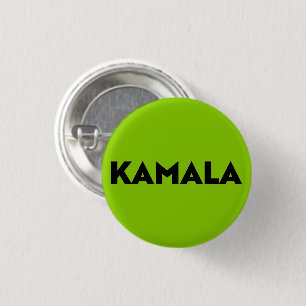 kamala modern bold typography black green brat 3 cm round badge