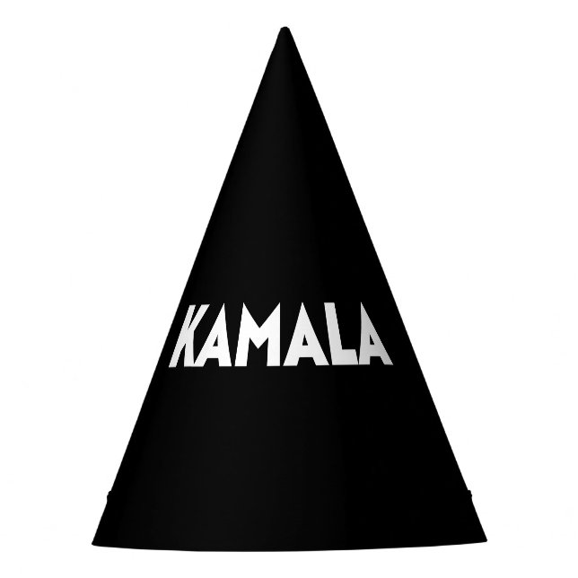 Kamala modern bold typography minimalist black party hat (Front)