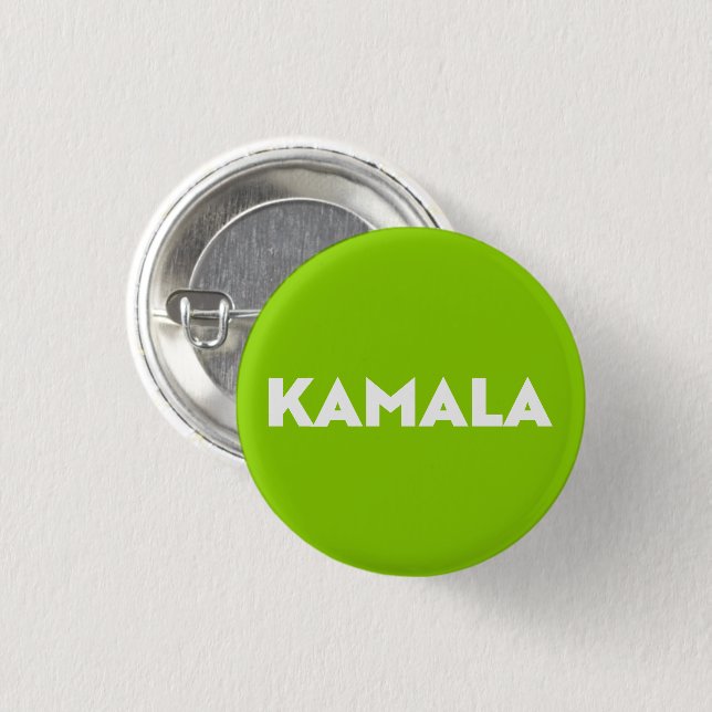 kamala modern bold typography white green brat 3 cm round badge (Front & Back)