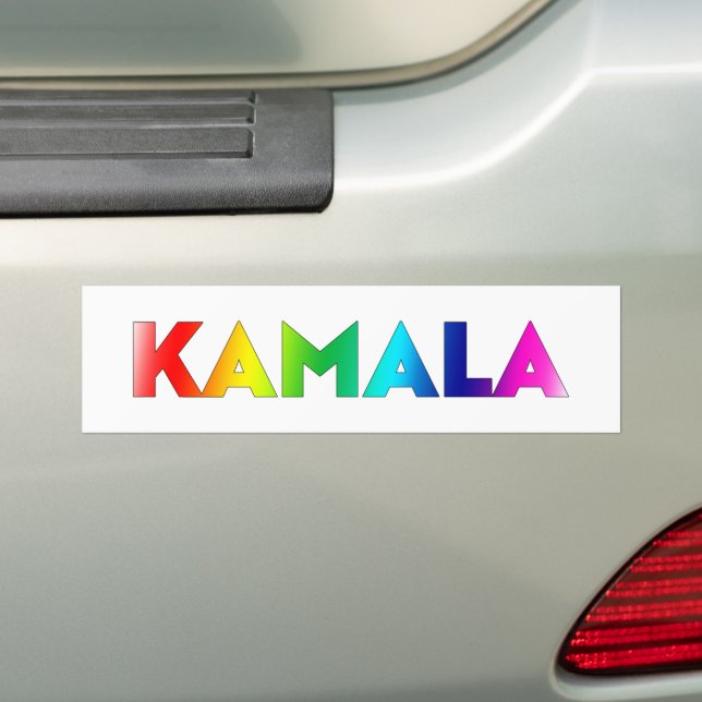Kamala modern rainbow gradient colour typography bumper sticker (On Car)