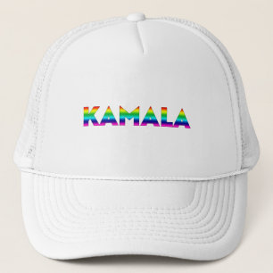Kamala modern rainbow typography lgbt gay pride trucker hat