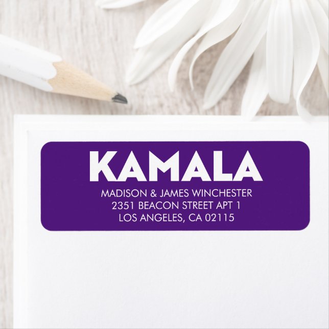 Kamala modern typography purple custom address (Insitu)