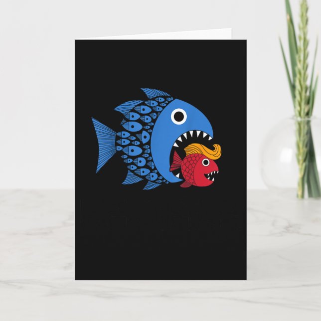 Kamala Over Trump Blue Wave Big Fish Eats Small Fi Card (Front)