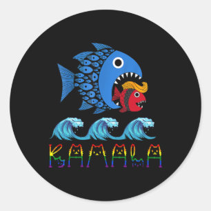 Kamala Over Trump Blue Wave Big Fish Eats Small Fi Classic Round Sticker