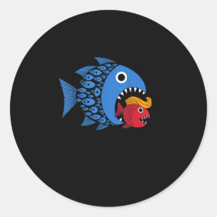 Kamala Over Trump Blue Wave Big Fish Eats Small Fi Classic Round Sticker