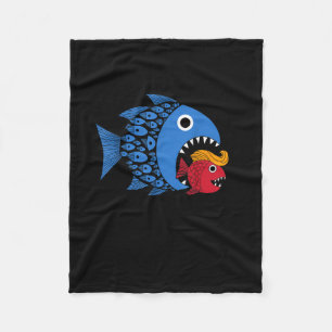 Kamala Over Trump Blue Wave Big Fish Eats Small Fi Fleece Blanket