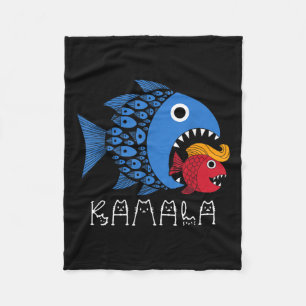 Kamala Over Trump Blue Wave Big Fish Eats Small Fi Fleece Blanket