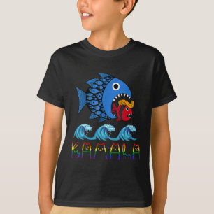 Kamala Over Trump Blue Wave Big Fish Eats Small Fi T-Shirt