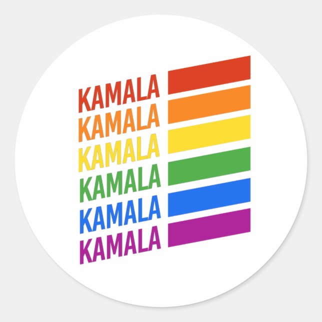 KAMALA PRIDE STRIPES CLASSIC ROUND STICKER (Front)