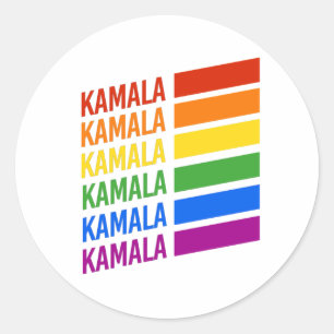 KAMALA PRIDE STRIPES CLASSIC ROUND STICKER