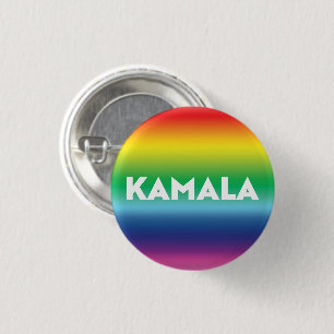 Kamala rainbow gradient pattern modern typography  3 cm round badge