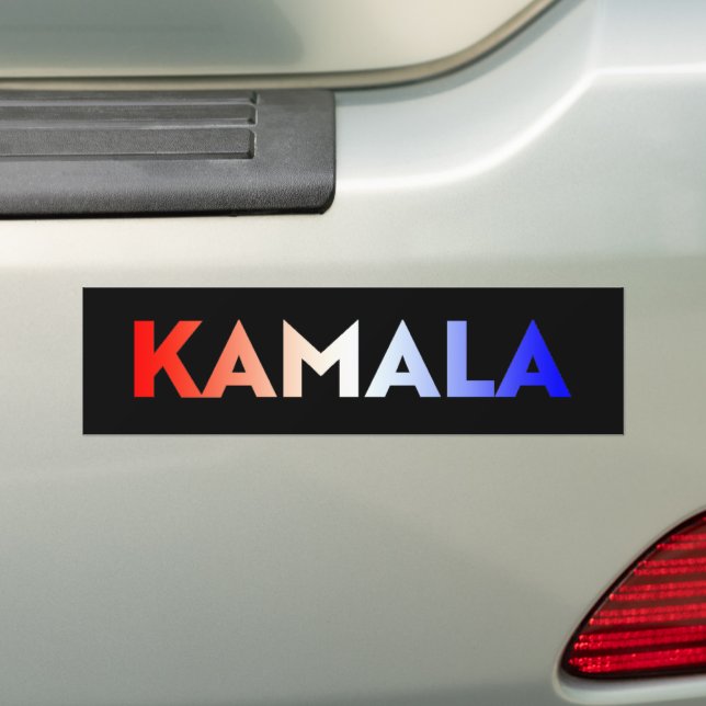 Kamala red white blue gradient typography black bumper sticker (On Car)
