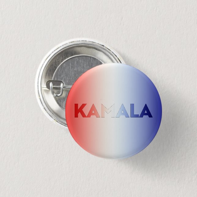 Kamala red white blue typography patriotic 3 cm round badge (Front & Back)