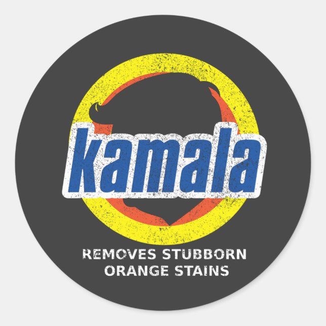 Kamala Removes Stubborn Orange Stains Classic Round Sticker (Front)