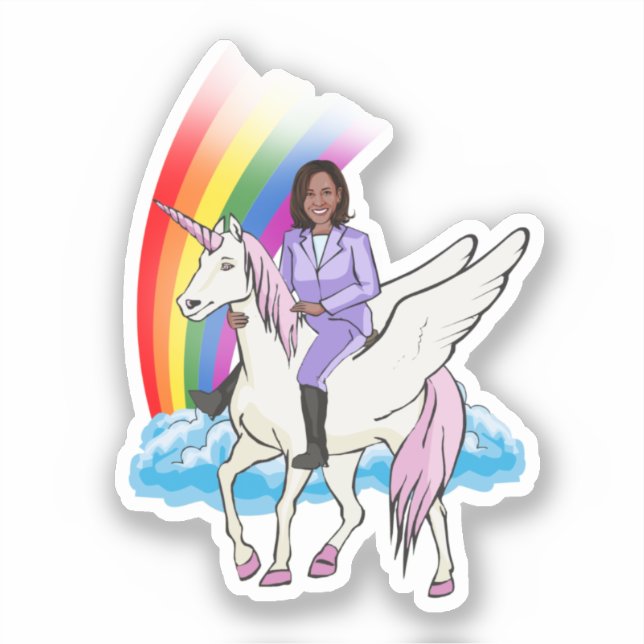 KAMALA UNICORN AND RAINBOW STICKER (Front)