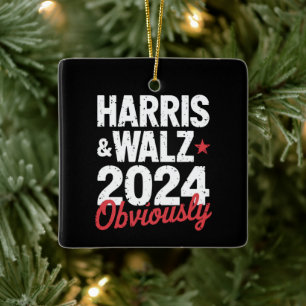 Kamala Walz Obviously 2024 Harris Waltz 2024  Ceramic Ornament