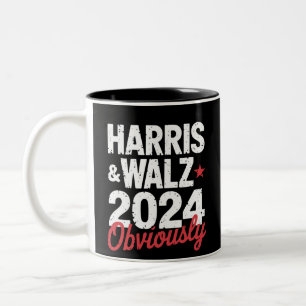 Kamala Walz Obviously 2024 Harris Waltz 2024  Two-Tone Coffee Mug