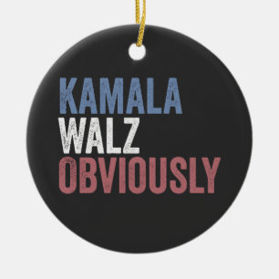 Kamala Walz Obviously Election Day 2024  Ceramic Tree Decoration
