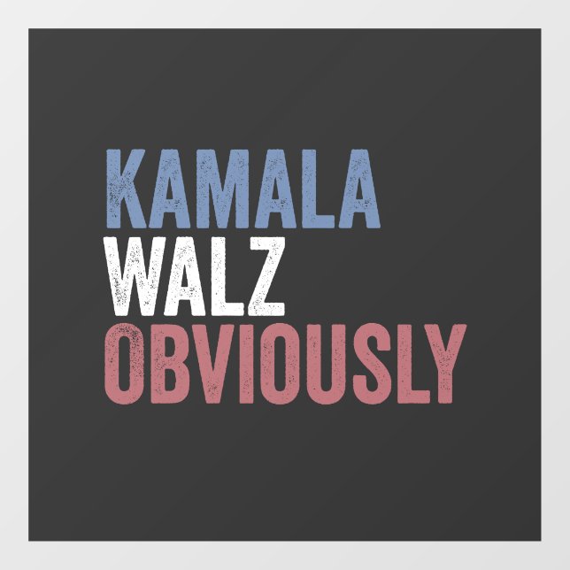 Kamala Walz Obviously Election Day 2024  Window Cling (Sheet)