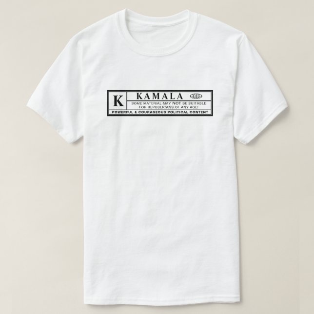Kamala Warning Label T-Shirt (Design Front)