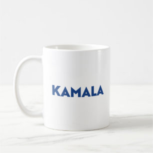 Kamala white and blue modern bold typography coffee mug
