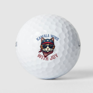 Kamala Wins with Joy Harris Walz Cat lady Election Golf Balls