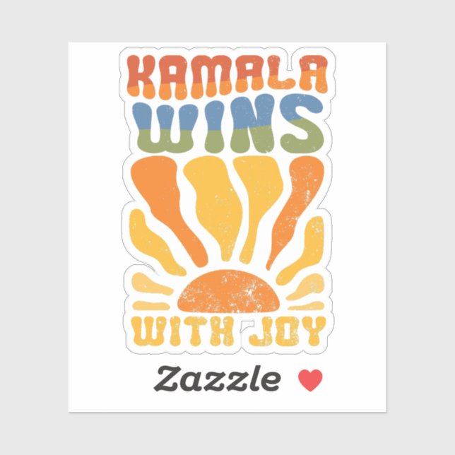 Kamala Wins with Joy Retro Boho Harris Walz  (Sheet)