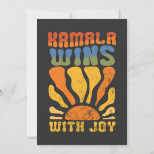 Kamala Wins with Joy Retro Boho Harris Walz  Invitation