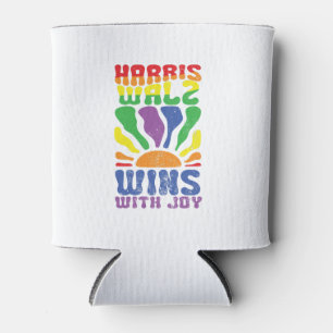 Kamala Wins with Joy Retro Boho Harris Walz LGBT Can Cooler