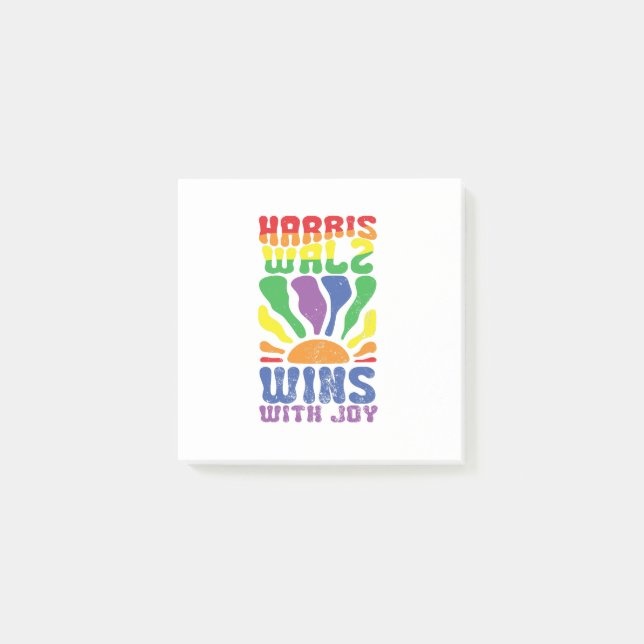 Kamala Wins with Joy Retro Boho Harris Walz LGBT   Post-it Notes (Front)