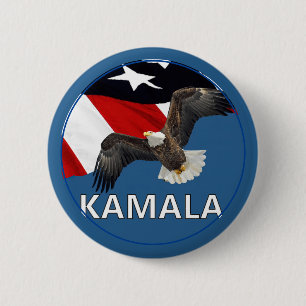 Kamala With Eagle and Flag 6 Cm Round Badge