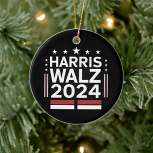KamalaHarris TimWaltz 2024  Ceramic Tree Decoration