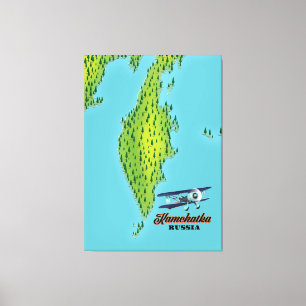 Kamchatka Peninsula Russia travel map. Canvas Print