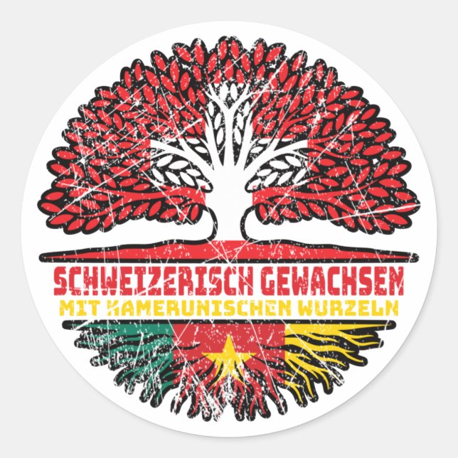 Kamerun Kamerunisch Schweizer Schweiz Baum Wurzel Classic Round Sticker (Front)