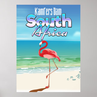 Kamfers Dam South Flamingo African travel poster