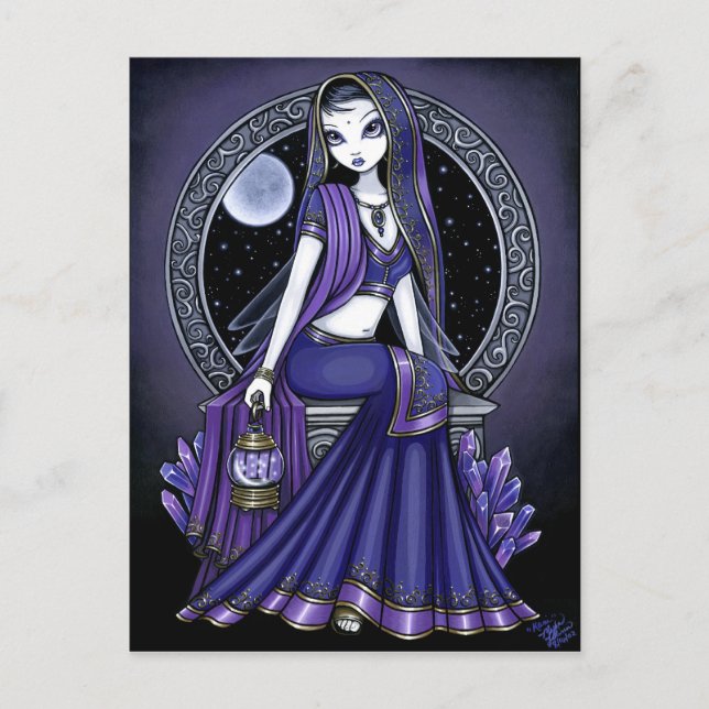 "Kami" Purple Moon Sari Fairy Postcard (Front)