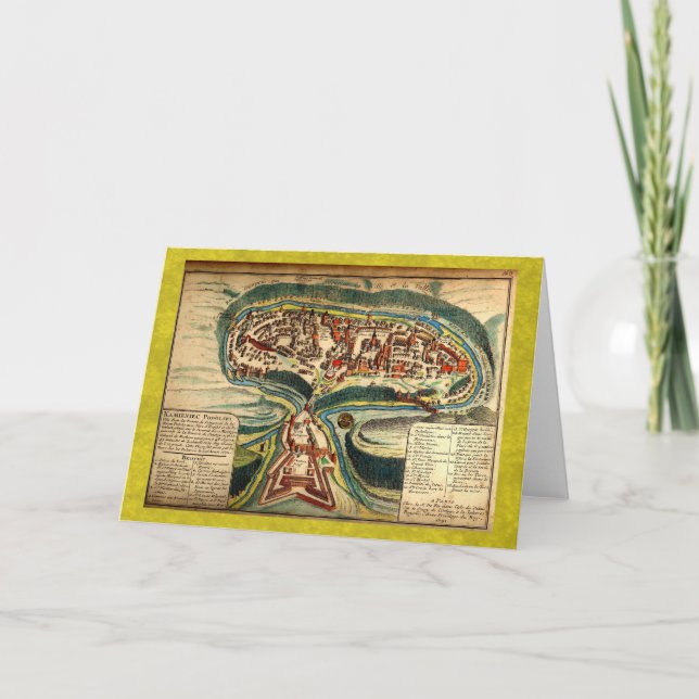 Kamianets Podilskyi Map 1691 Card (Front)