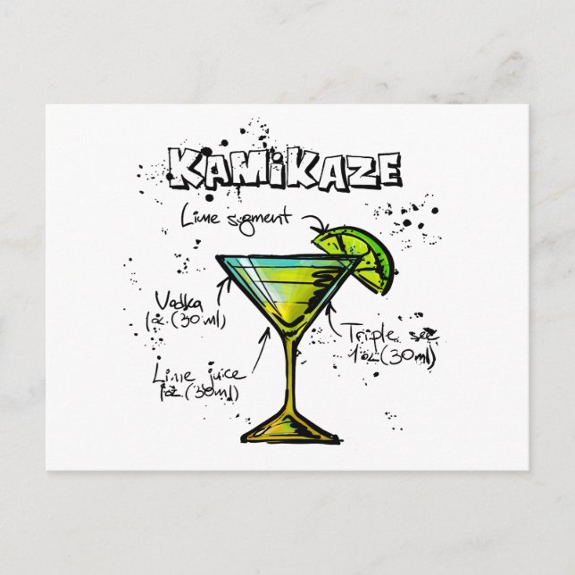 Kamikaze Cocktail Recipe Postcard (Front)