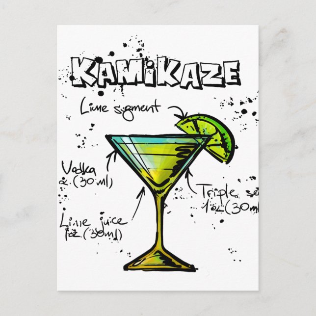 Kamikaze Cocktail Recipe Postcard (Front)