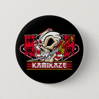 Kamikaze Skull With Japanese Sword 6 Cm Round Badge