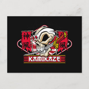 Kamikaze Skull With Japanese Sword Postcard