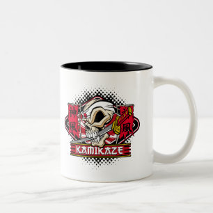 Kamikaze Skull With Japanese Sword Two-Tone Coffee Mug