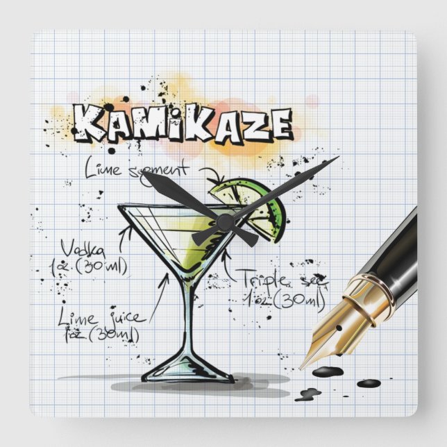 Kamikaze Square Wall Clock (Front)