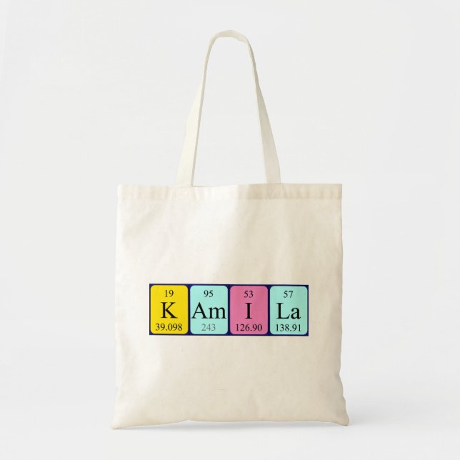 Kamila periodic table name tote bag (Front)
