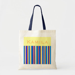 Kamila Personalised Striped Blue Tote Bag