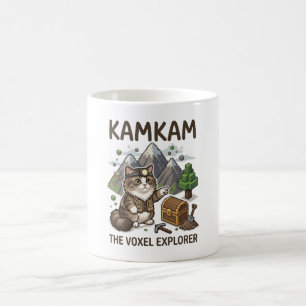 KAMKAM The Voxel Explorer Funny Gamer Cat PixelArt Coffee Mug