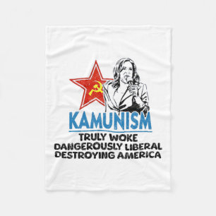 Kammunism Anti Kamala Vote Trump 2024 Funny Politi Fleece Blanket