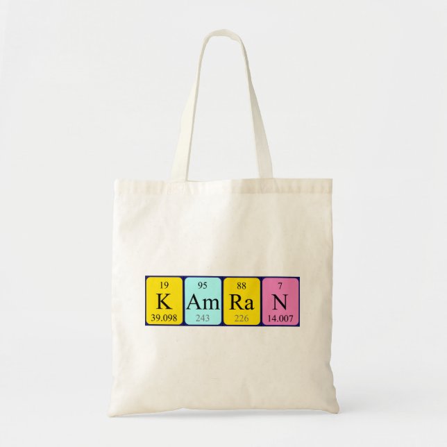 Kamran periodic table name tote bag (Front)