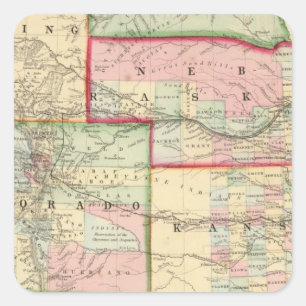 Kan, Neb, Colo Map by Mitchell Square Sticker