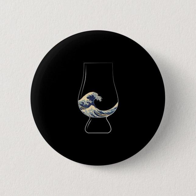 Kanagawa Glencairn Glass 6 Cm Round Badge (Front)